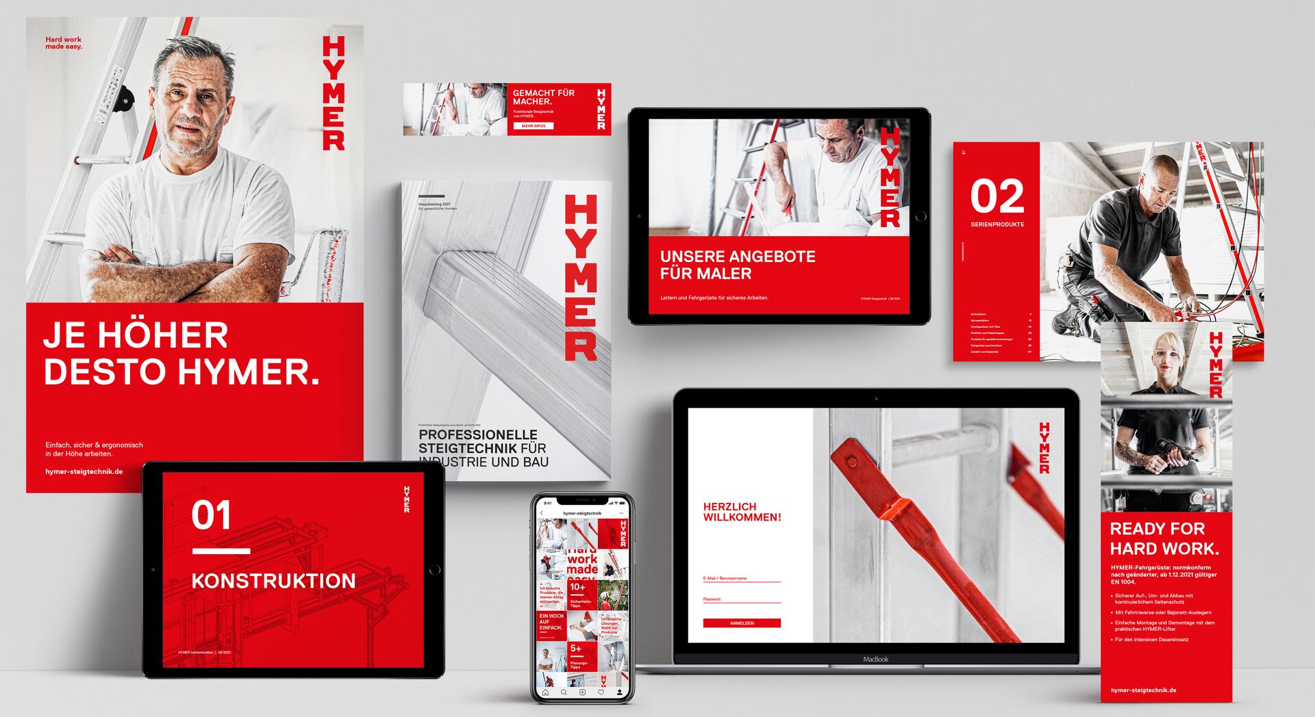 Hymer im großen Überblick: Medien, Kampagnen und digitale Anwendungen im Corporate Design.