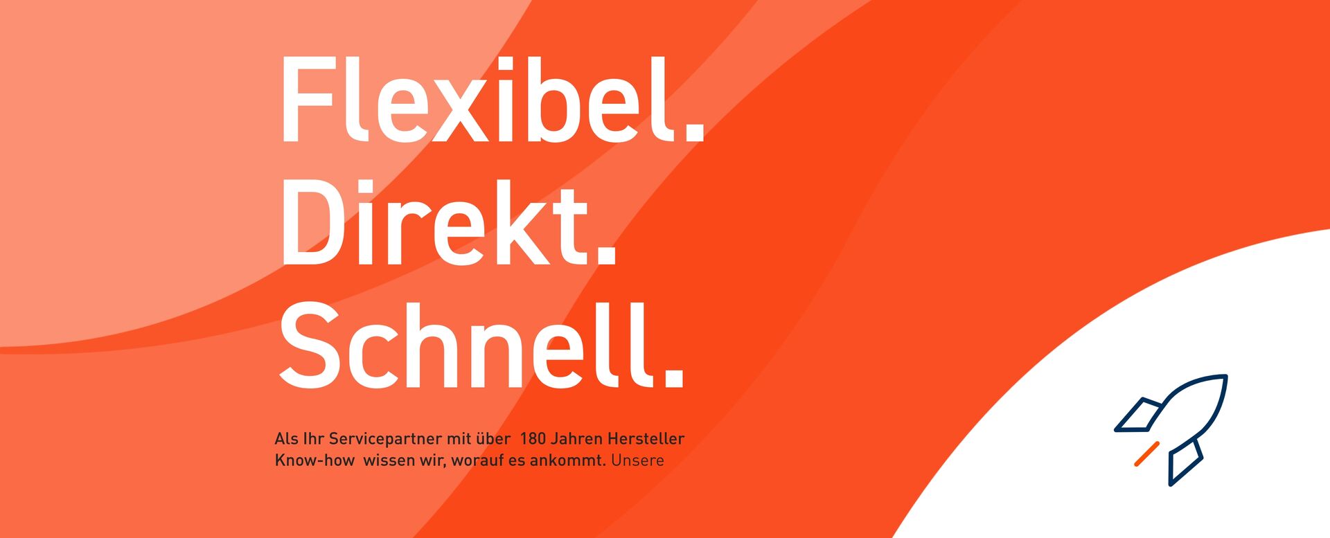 Kampagnenbotschaft mit Rakete als Symbol für Innovation