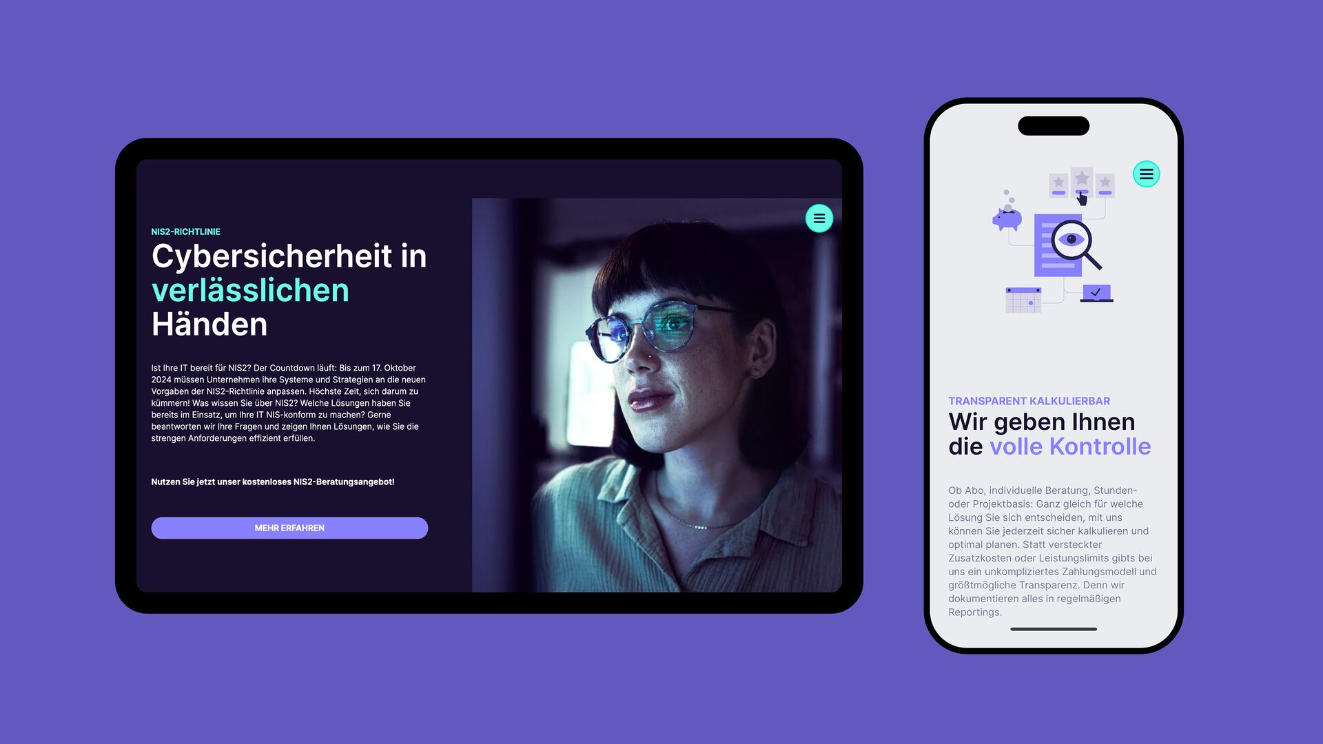 Website-Darstellung auf Tablet und Smartphone